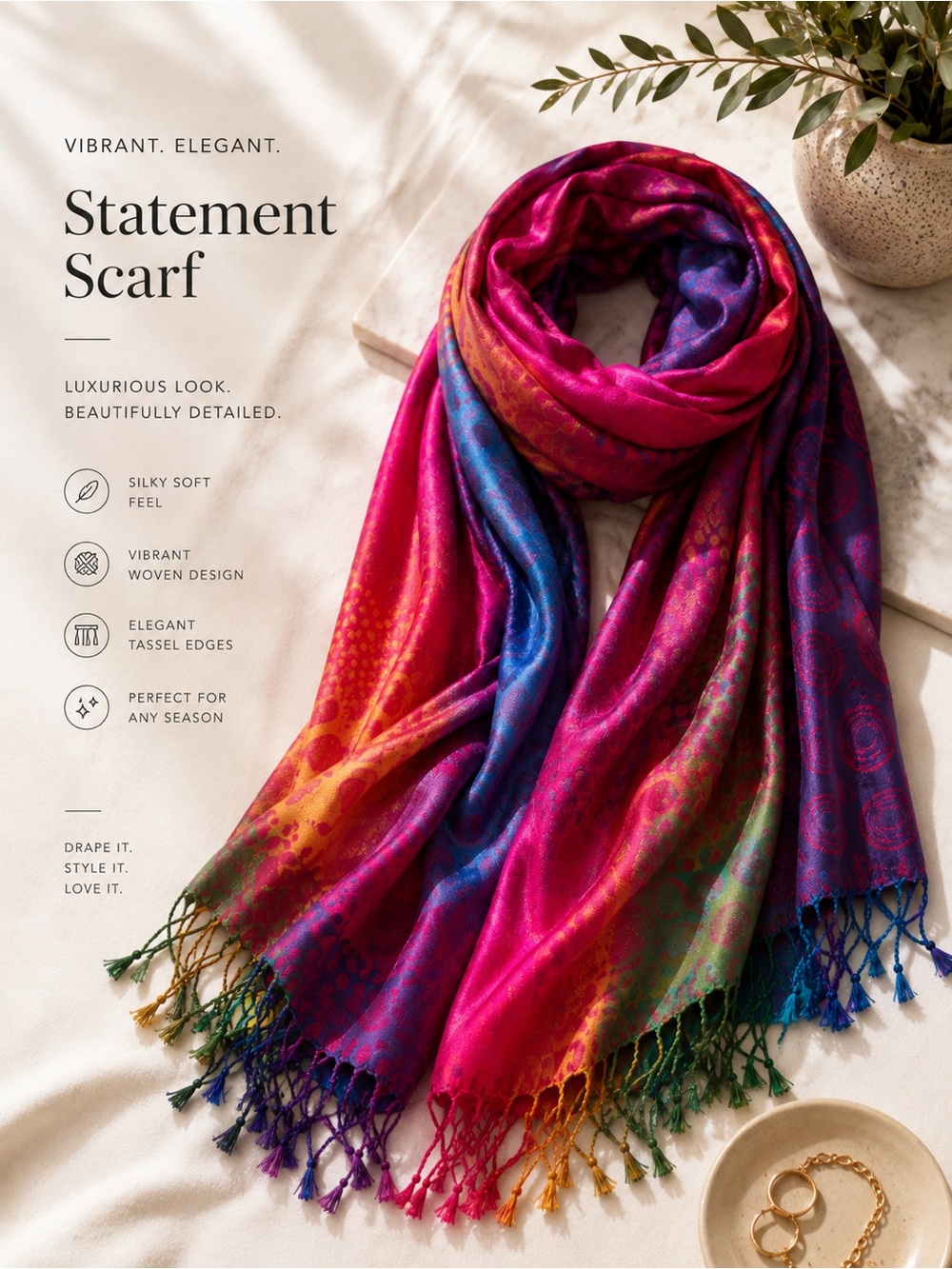 Vibrant Multicolor Statement Scarf - Women Accessories